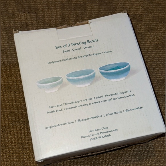 Anthropologie Pepper + Vetiver Nesting Bowls Erin Wolf Set 3 Oceania Ser… - Picture 4 of 4